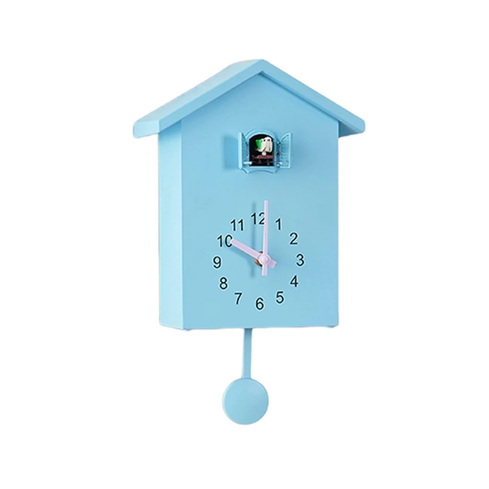 SNGUOQ Cuckoo Wall Clocks For Home Decor Bird House Clock Smart Night Mode Hourly Chime For Living Room For Bedroom Office(Blue)
