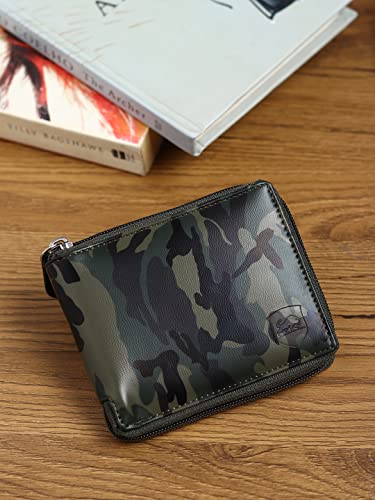 Image of SAMTROH Men Casual, Ethnic, Evening /Party, Formal, Travel, Trendy Multicolor Artificial Leather Wallet (4 Card Slots) (SM Bull S Army Round Chain)