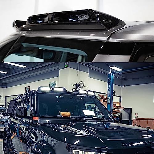 Roof Lights Top Lamp Bar Searchlight Spotlights With 4 Led Drl Super Bright Fits For Land Rover Defender 2020-2023 (Gloss Black) #TOP3