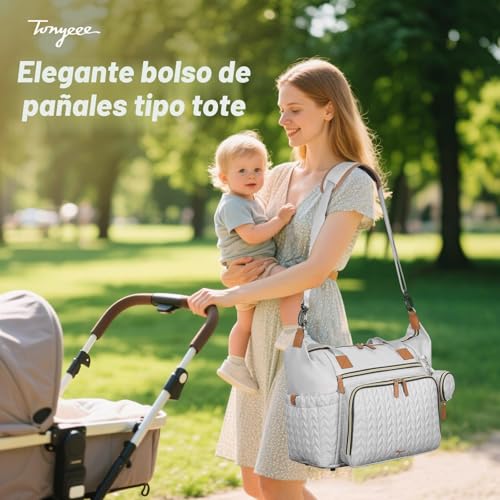 Miniatura 3 de Tonyeee Bolsa De Pañales, Bolsos Bandolera Bolsas De Pañales Grandes Impermeables, Bolsa De Hospital Para Partos, Bolsa Para Bebé Con Estuche Para Chupete, Bolsa De Viaje Para Pañales Con Cambiador