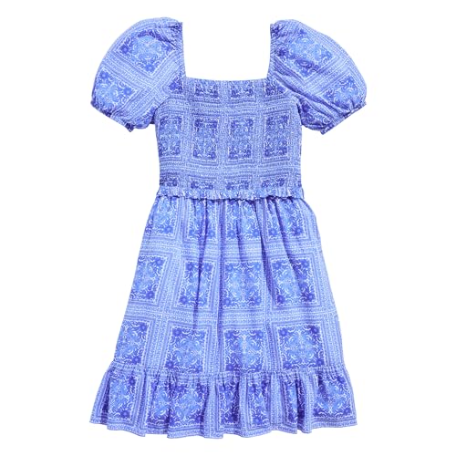 vineyard vines Girls' Clip Dot Smocked Puff Sleeve Dress