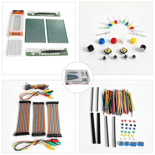 Kit de iniciación Mega Dual Breadboard y componentes electrónicos con bloques de terminales para proyectos 3