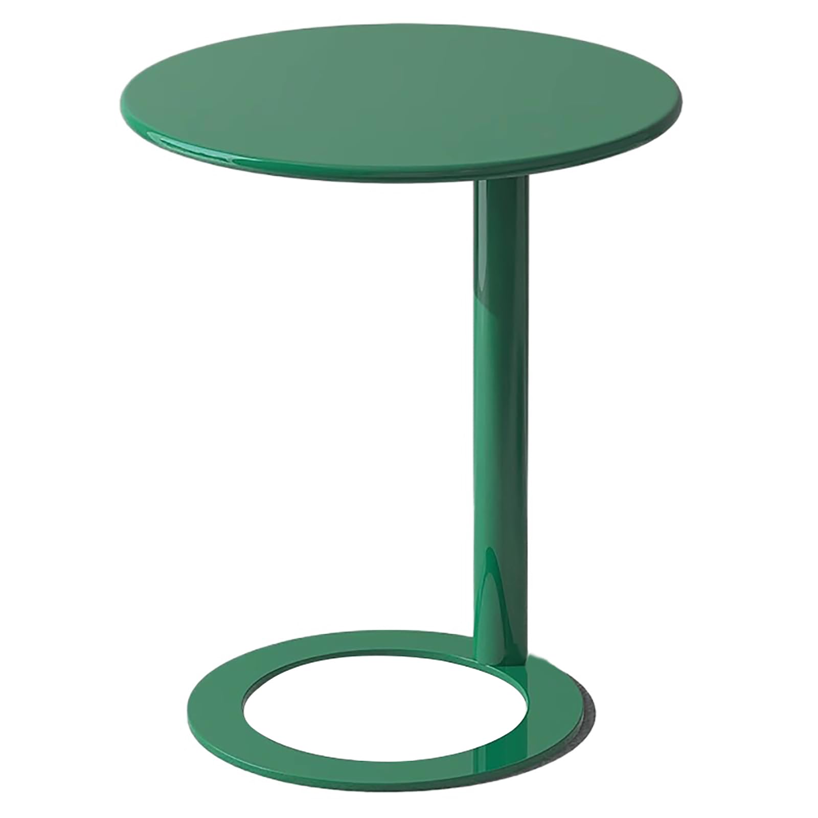 C-Shaped Side Table with Round Base, Small Sofa Table, Home Decor Bedside Tables, Round Metal End Tables for Small Space Living Room Bedroom(18.9" W×22" H, Green A)