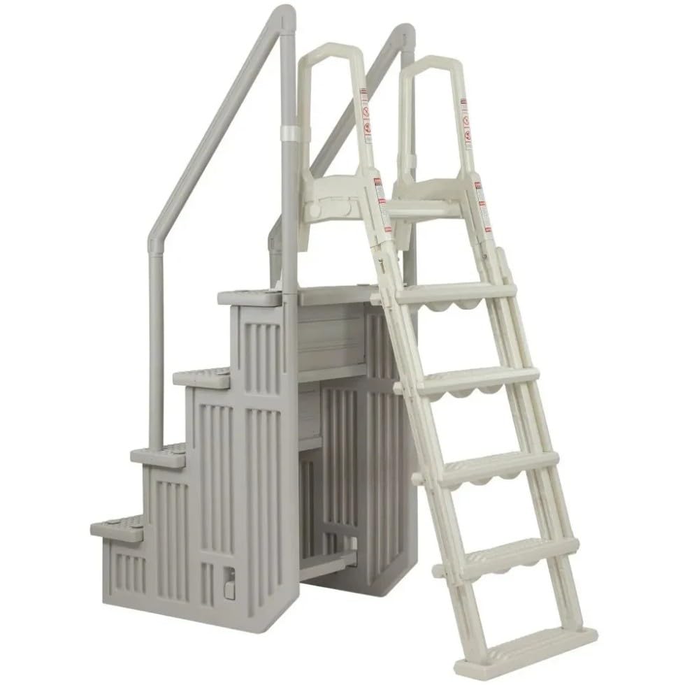 Escalera para piscina Aqua Select gris con peldaños antideslizantes miniatura 2