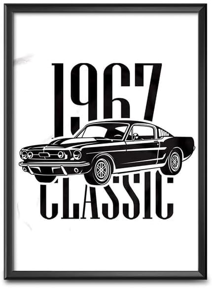 Home Decor Frames - 1967 Ford Mustang Car Modern Art Wall Framed Paintings for Office, Dining, Living Room Decoration (12inchx18inch,Framing with Leminated Poster),FWBCAR1321C