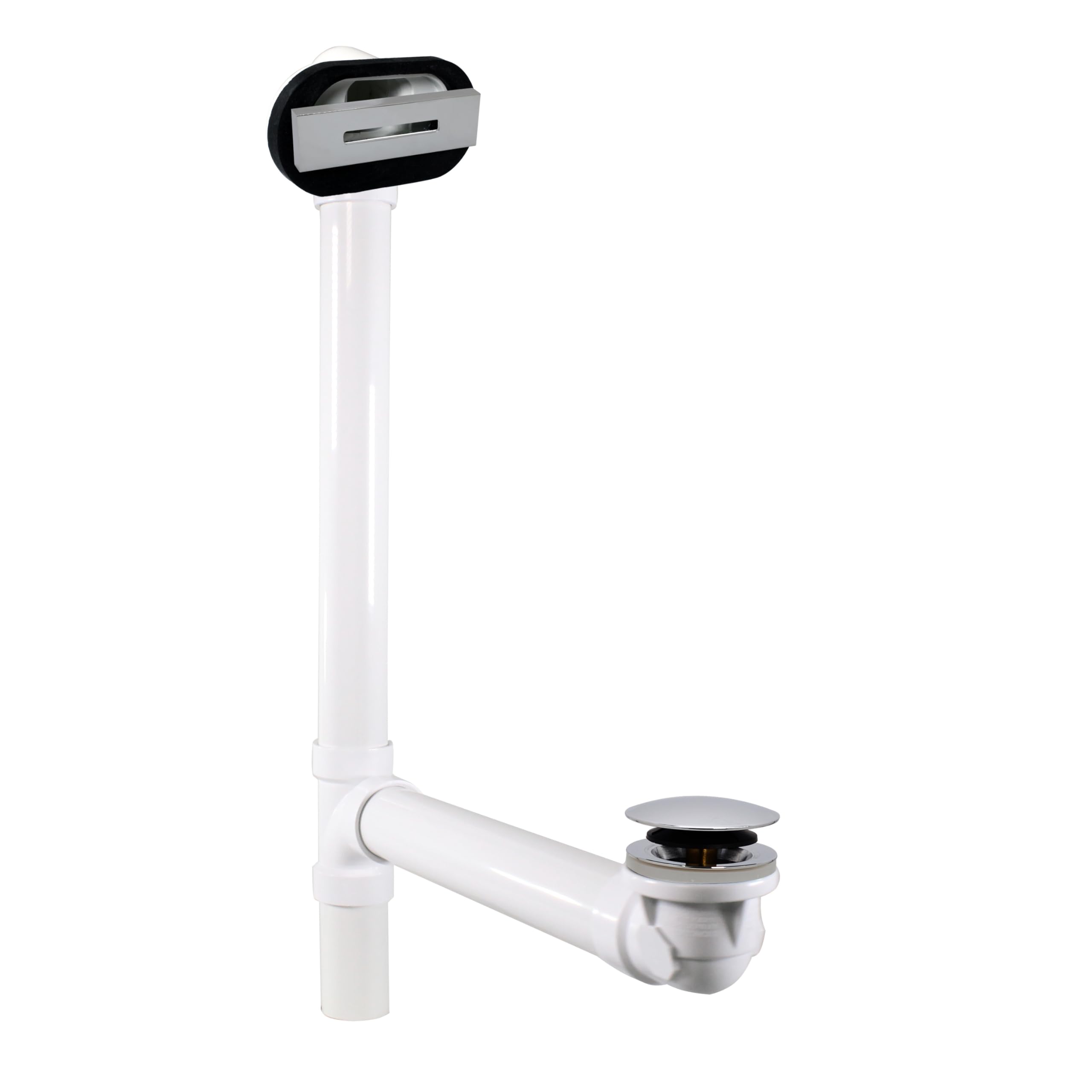 Westbrass A493244LD-26 48,3 cm SCH. 40 PVC-Badeab- und Überlauf-Montage mit Spitzen-Ablaufstopfen und linearer Überlaufblende, verlängertes Wannenablauf-Set, poliertes Chrom