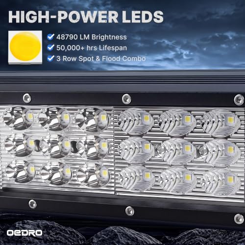 Image of OEDRO 52 Inch Triple-Row LED Light Bar with 4 inch Driving Light Pods (2 Pack)