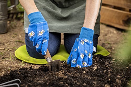 Mud Basic Women's Pvc Dotted Palm And Daisy Printed Jersey Garden Glove, Extreme Comfort, Excellent Grip, Durable Wear, Blue, Medium/Large (M61001B-Wml),Md61001B-Wml #TOP5