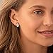 Peora Created Fire Opal Earrings for Women 925 Sterling Silver, 1 Carat total Round Shape 5mm, Friction Backs, October Birthstone Earrings, Dainty, Iridescent Earrings