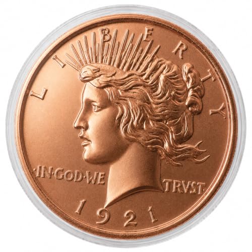 Image of Peace Dollar Design 1 oz Pure .999 Copper Round Collectible Coin in Capsule