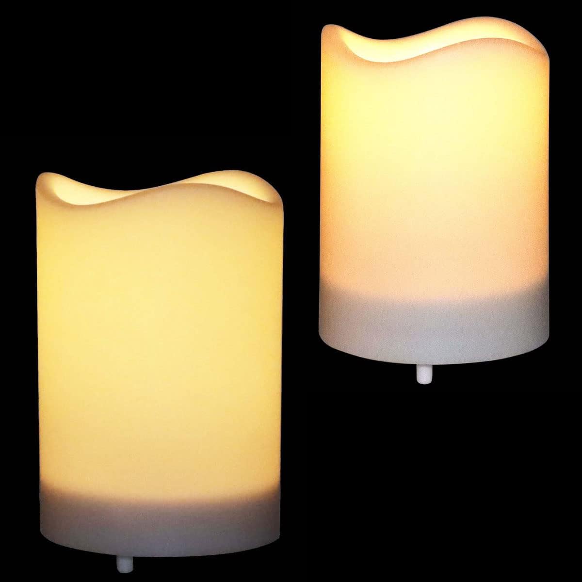 Solar Candle,Outdoor Waterproof Flickering Flameless Pillar Led Electronic Candles with built-in Light Sensor Smart Timer,Dusk to Dawn On/Off Automatic,Rechargeable Battery,3X5 Inch,Set of 2