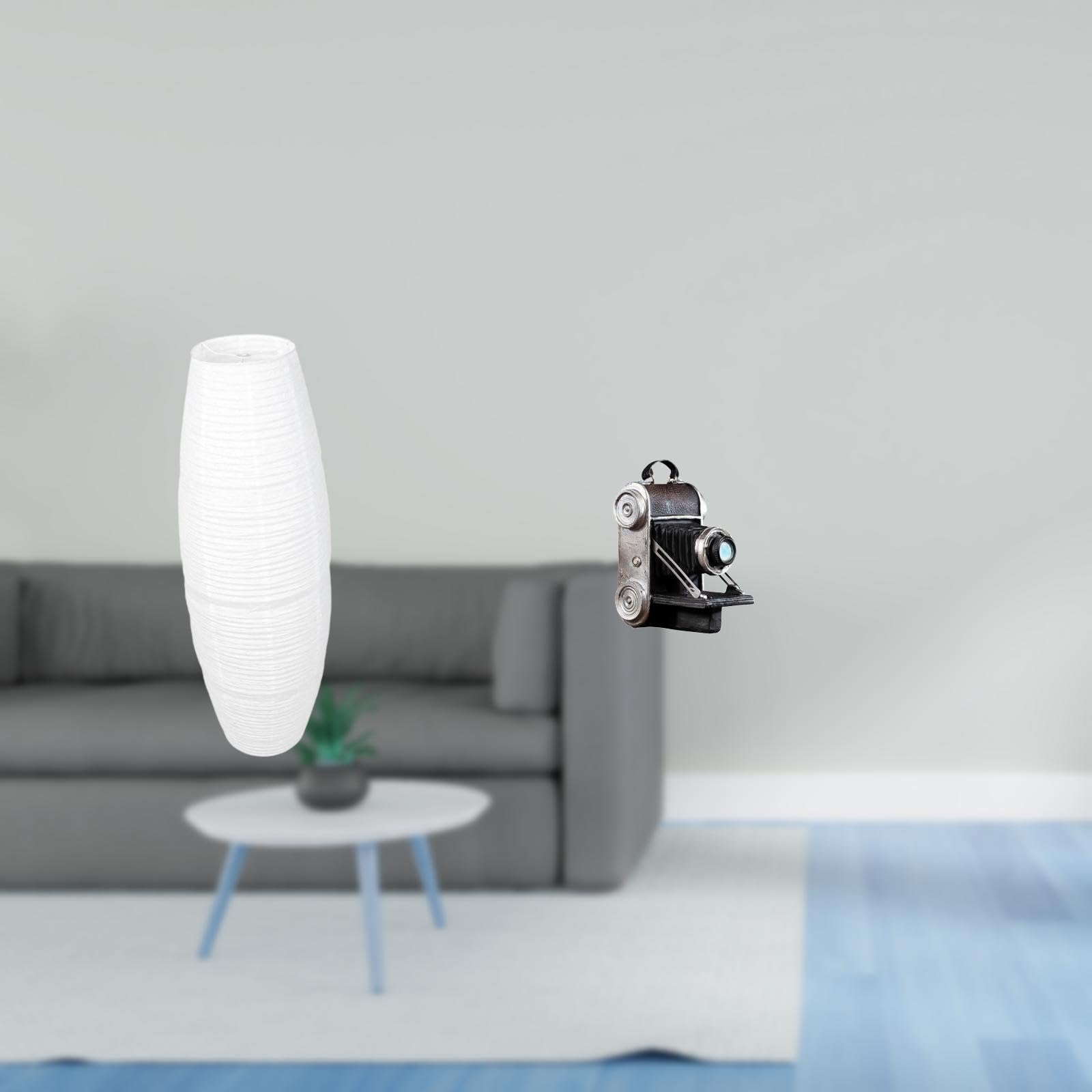 Simple Lampshade Floor Lamp Paper Camera Statue Model Resin Ornament Unique Decorative Prop Bulb Cage Guard Moder Light Accessories Cover for Bedroom Household Hotel Cabinets Friends Bar Family-image-40