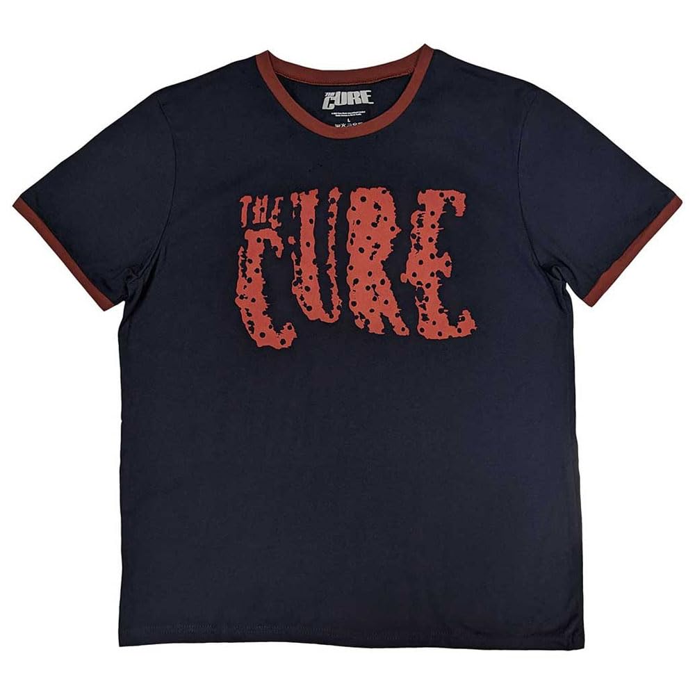 Rock Off Officially Licensed Products The Cure Band Logo Ringer T Shirt S Navy