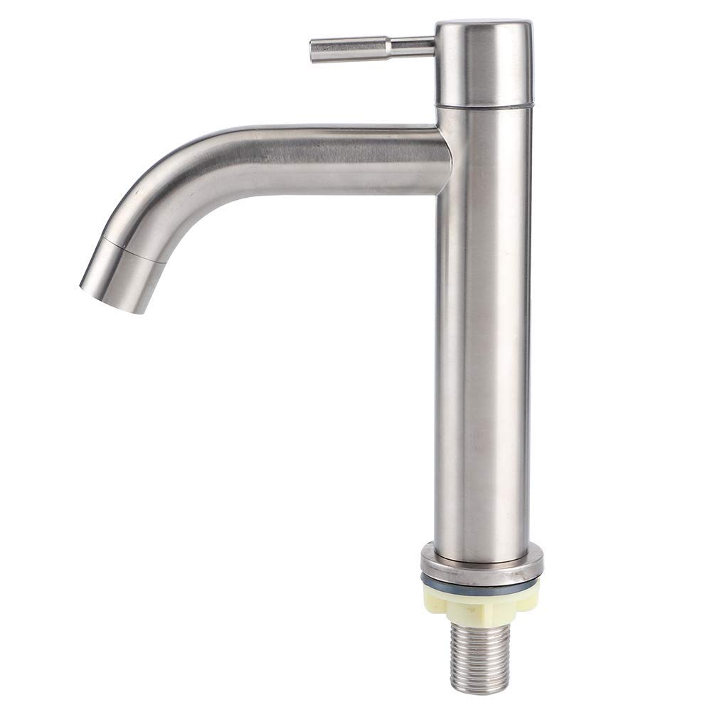 Wasserhahn G1/2 Edelstahl gebürstet Einzel-Kaltwasserhahn Waschbecken Wasserhahn Badezimmerzubehör Wasserhahn Wasser (Zylinder einzeln) (Farbe: Zylinder einzeln)