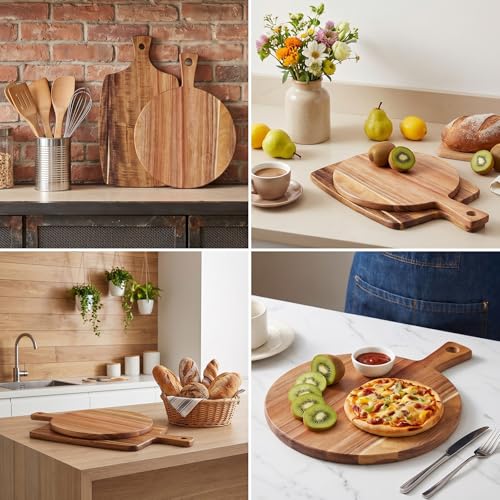 2 Tablas De Cortar De Madera De Acacia Con Mango miniatura 5