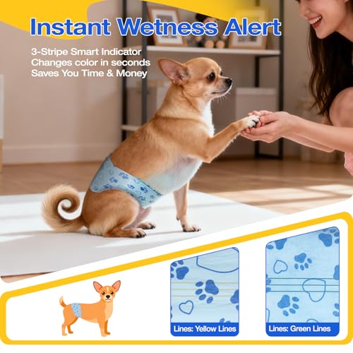 Image of Dog Diapers Male Disposable, Belly Bands for Male Dogs XS 52pcs | Wetness Indicator Leak-Proof Belly Bands for Male Dogs, Adjustable Male Dog Diapers for Puppy Training, Urinary Incontinence