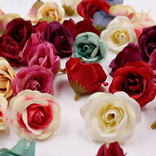 Artificial Flowers Fake Flower Head Silk Rose Wedding Home Furnishings DIY Party Festival Home Decor Wreath Sheets Handicrafts Simulation Fake Flowers 30pcs 4cm (Colorful)