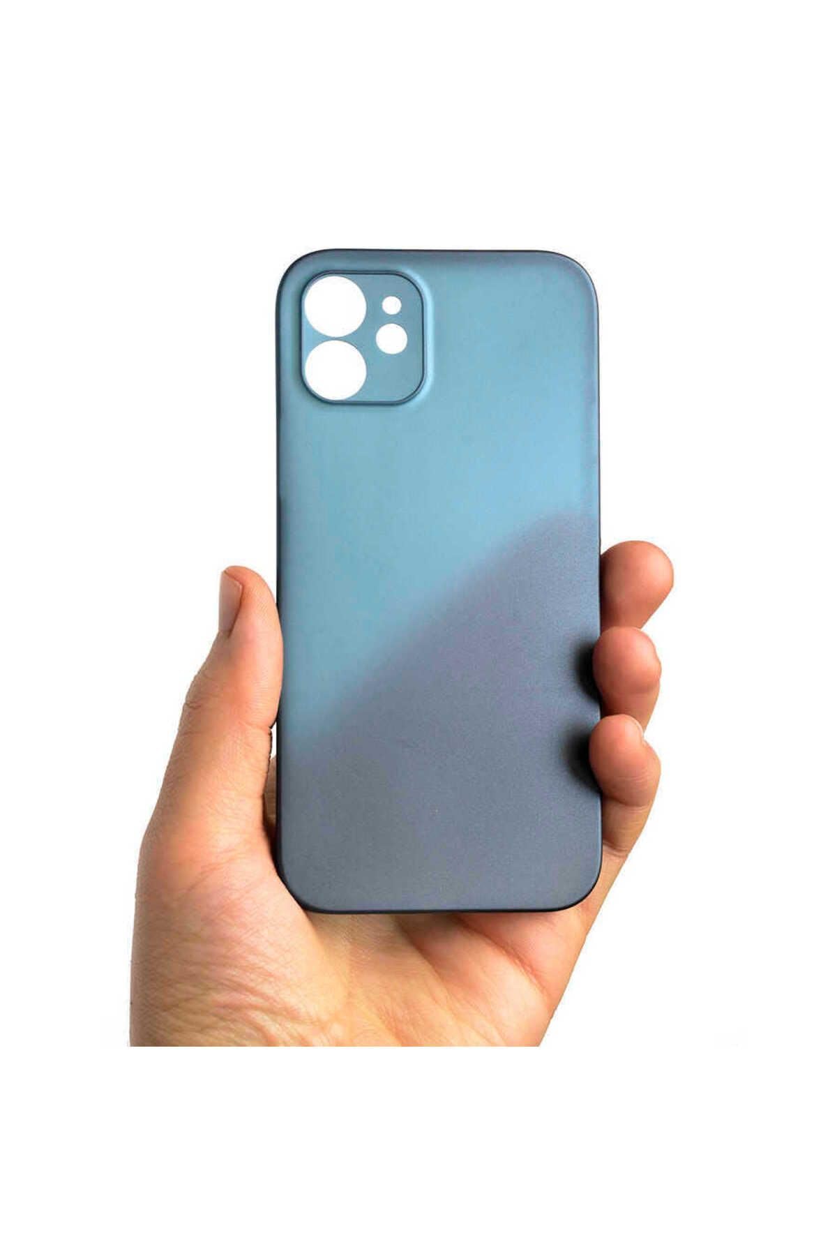 Zore Apple ile uyumlu iPhone 12 Mini Kılıf 1.Kalite PP Silikon Saks Mavi