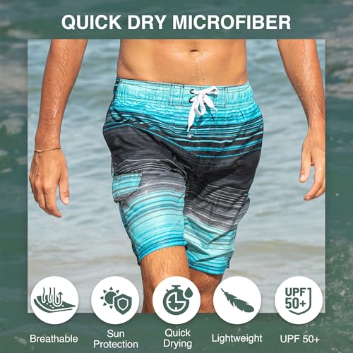 Image of Kanu Surf Men's Big Viper Extended Size Stripe Swim Trunk