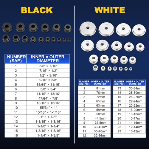 Image of DASBET Bearing Press Kit, 43pcs Bearing Race and Seal Driver Set with 23 Metric & 16 SAE Adapters, Seal Driver Installer Kit w / 4 Handles for Bearing Installation, Bushing Driver Set Bushing Press Kit