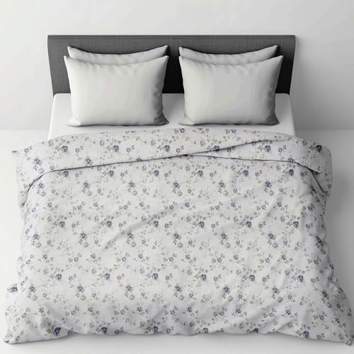 Image of LINENWALAS Premium Printed 100% Cotton Duvet Cover for Double Bed | Double Size Comforter Cover |Rajai Cover | Quilt Cover with Zipper Closure 90 x 100 Inches (Blue Sapphire, Double Size)