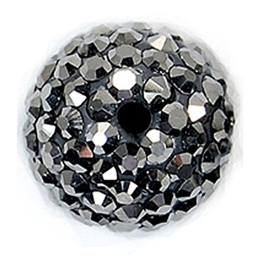 RUBYCA Pave Czech Crystal Disco Ball Clay Beads fit Shamballa Jewelry (100pcs, 12mm, Hematite Grey)
