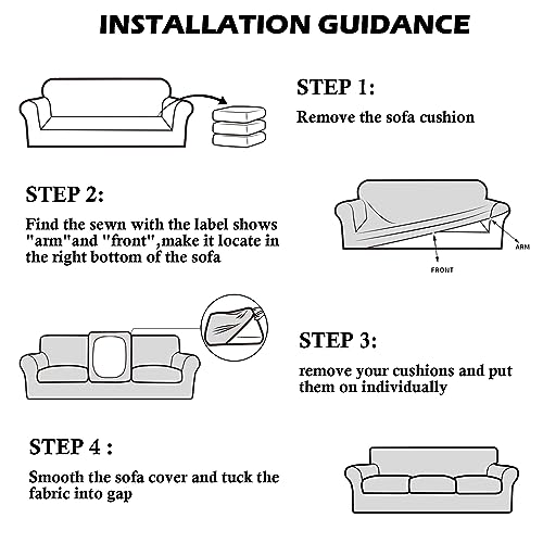 Xslive 7 Pieces Velvet High Stretch Sofa Covers For 3 Cushion Couch Sofa Slipcovers, Washable Furniture Protector With Drawstring Anti Slip Bottom, Soft And Plush Fabric For Kids And Pet thumb #5