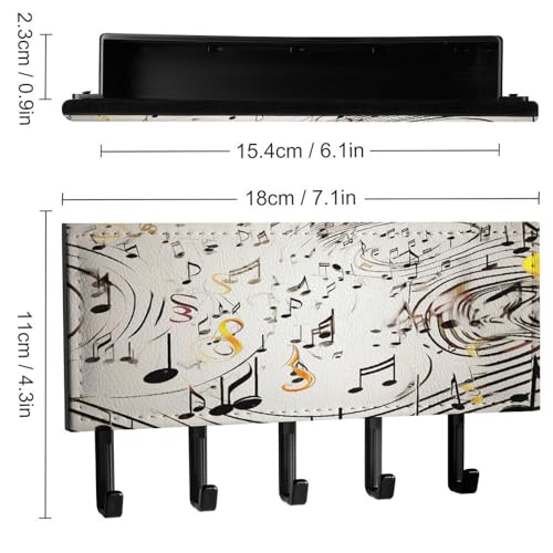 Colgador para llaves autoadhesivo con silueta de música para evitar pérdidas 3