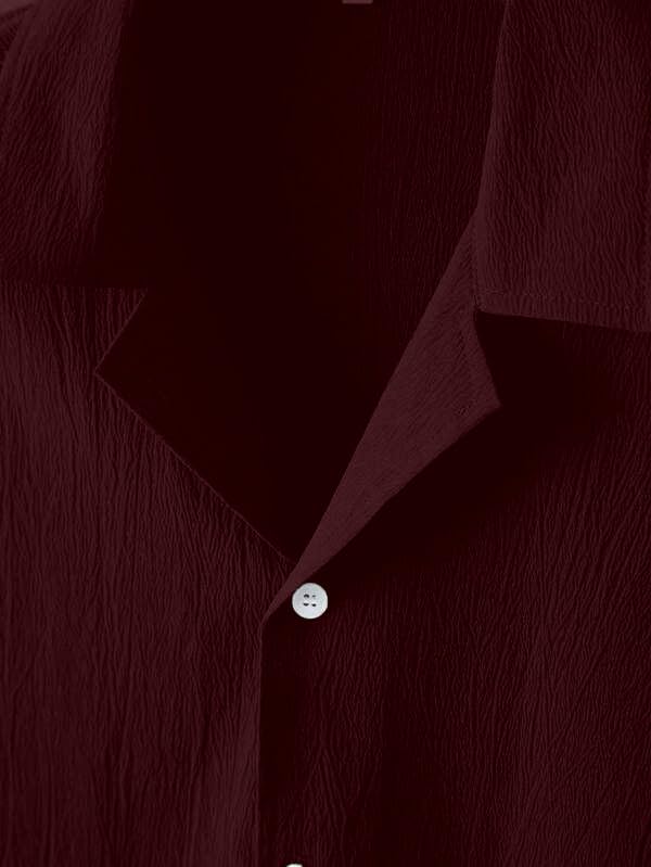 Image of Men's Cotton Pop Corn Half Sleeves Regular Fit Casual Shirt (Maroon,2XL)