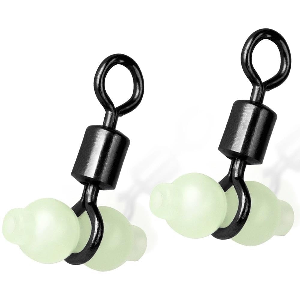 9KM DWLIFE fishing swivels Stainless Steel sea fishing tackle with Glow Beads 3-Way Sea Fishing Rig Fishing Line Connector Tackle for Night Fishing & Chasing Bottom Feeders 2/0#