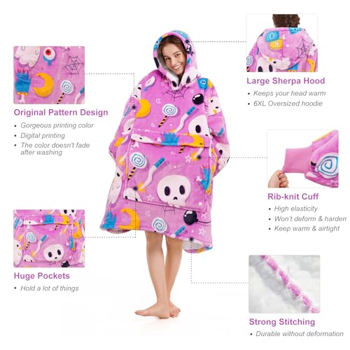 Narecte Übergroße Decke mit Kapuze für Damen, tragbare Decke für Erwachsene, riesiger Kapuzenpullover, gemütliches Sweatshirt… – Ansicht 2