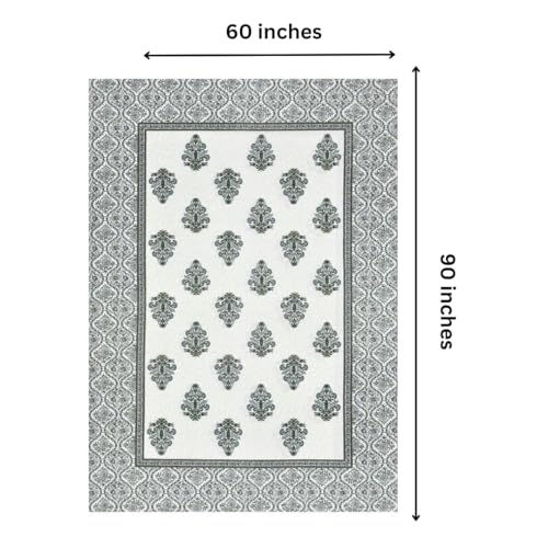 Image of elanorhomes 240 TC Pure 100% Cotton Single Bedsheet (60x90 Inches) with 1 Pillow Cover | Ultra-Soft, Breathable & Skin-Friendly | Lightweight & Durable, Green Fulwari Print