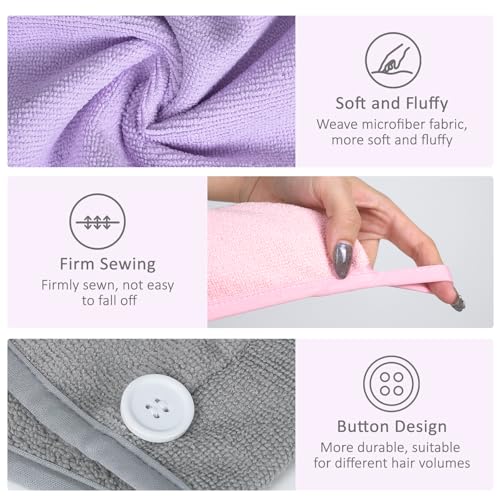 YoulerTex Microfiber Hair Towels Wrap Women: 5 Packs Hair Turban Towel Set Curly Hair Products for Hair Care - Hair Drying Towel for Hair Dryer Shower Cap & Hair Accessories for Woman