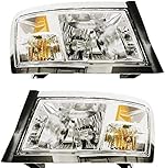 Evan-Fischer Headlight Set Compatible with 2008-2010 Dodge Dakota 2011 Ram Left Driver and Right Passenger Side Halogen With bulb(s)