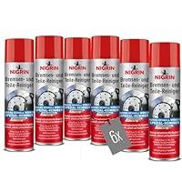 NIGRIN Bremsen- und Teile-Reiniger, reinigt und entfettet Bremsen, Getriebe, Kfz-Bauteile, schnell und effektiv, gegen hartnäckige Verschmutzungen, acetonfrei, 6X 500ml