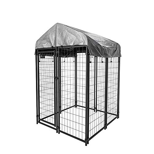 HOMESTEAD 6ft x 4ft x 4ft Dog Kennel - Heavy Duty Pet Kennel Kit with Waterproof Cover, Black (89-310)