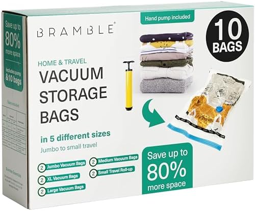 BRAMBLE 10 Bolsas de Almacenamiento al Vacío - 5 Tamaños (XXL, XL...