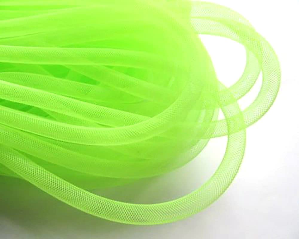 YYCRAFT 25 Yards Solid Mesh Tube Deco Flex for Wreaths Cyberlox CRIN Crafts 8mm 3/8 Inch(NO FOIL)-Neon Green