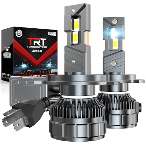 Tongruiting H4 Bombillas LED 130W 32000LM, 6000K Blanco Faros de Coche, 1:1 Faros de Reemplazo para Auto Halógeno Kit de Conversión, Paquete de 2 (H4 32000LM)