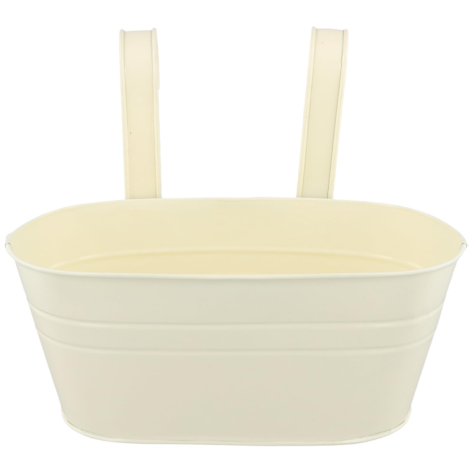 Lot de 5 Pots de Fleurs Suspendus en Métal Beige pour Balcon - Jardinière Suspendue avec 2 Trous de Drainage - 27x14,5x12 cm - Intérieur et Extérieur