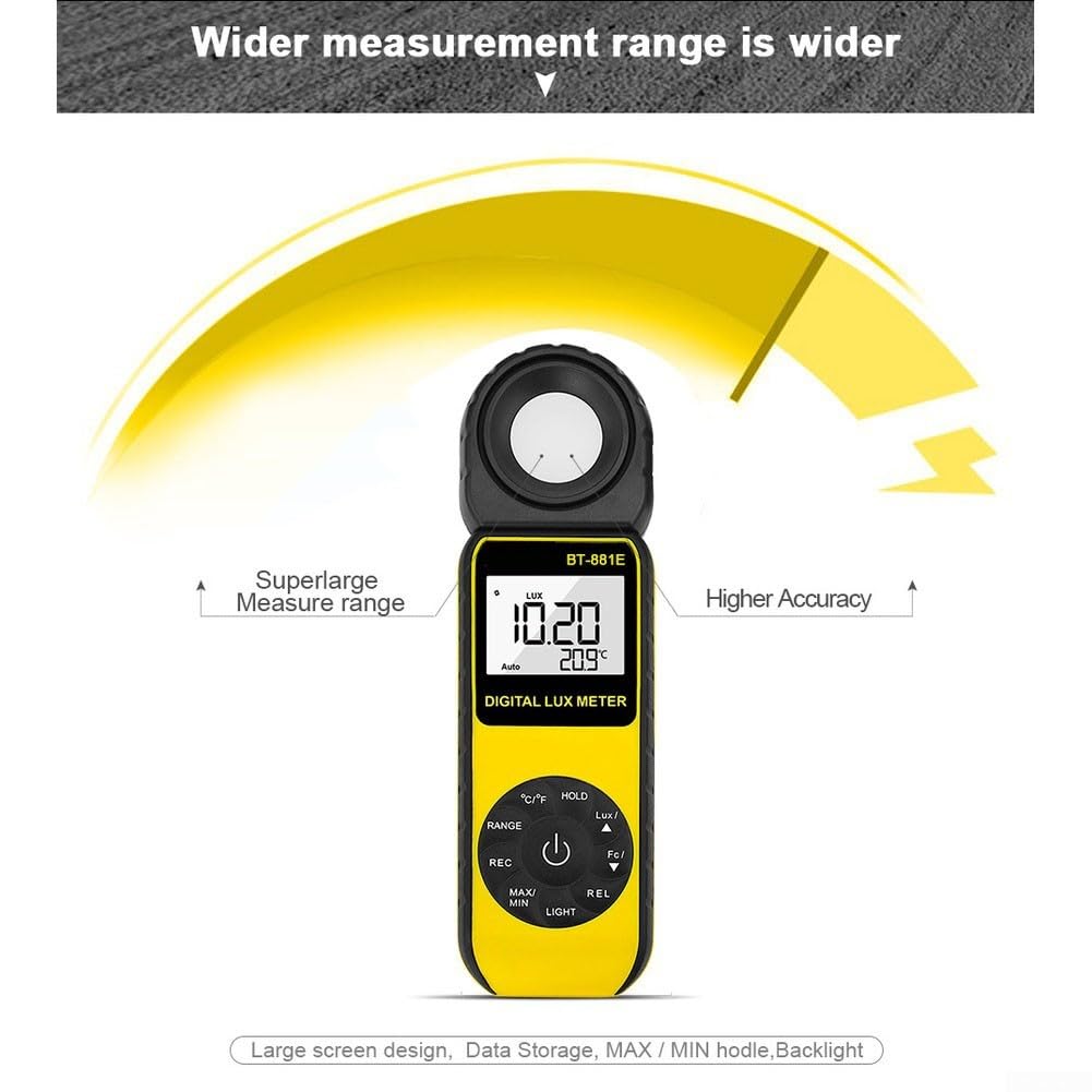 Medidor de luz profesional digital Luxmeter 0.01 a 300k Lux con memoria de datos para uso en jardín