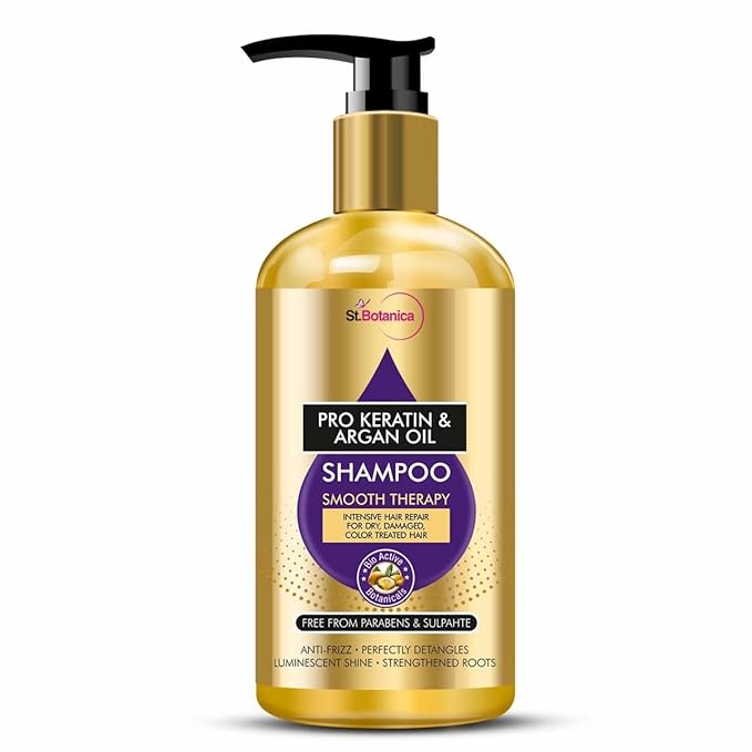 St.Botanica Pro Keratin & Argan Shampoo 300ml with Pro Keratin & Argan Oil that Smoothens and Hydrates Dry & Frizzy Hair | Protects coloured hair | Paraben & Sulphate Free | Vegan at Rs. 270