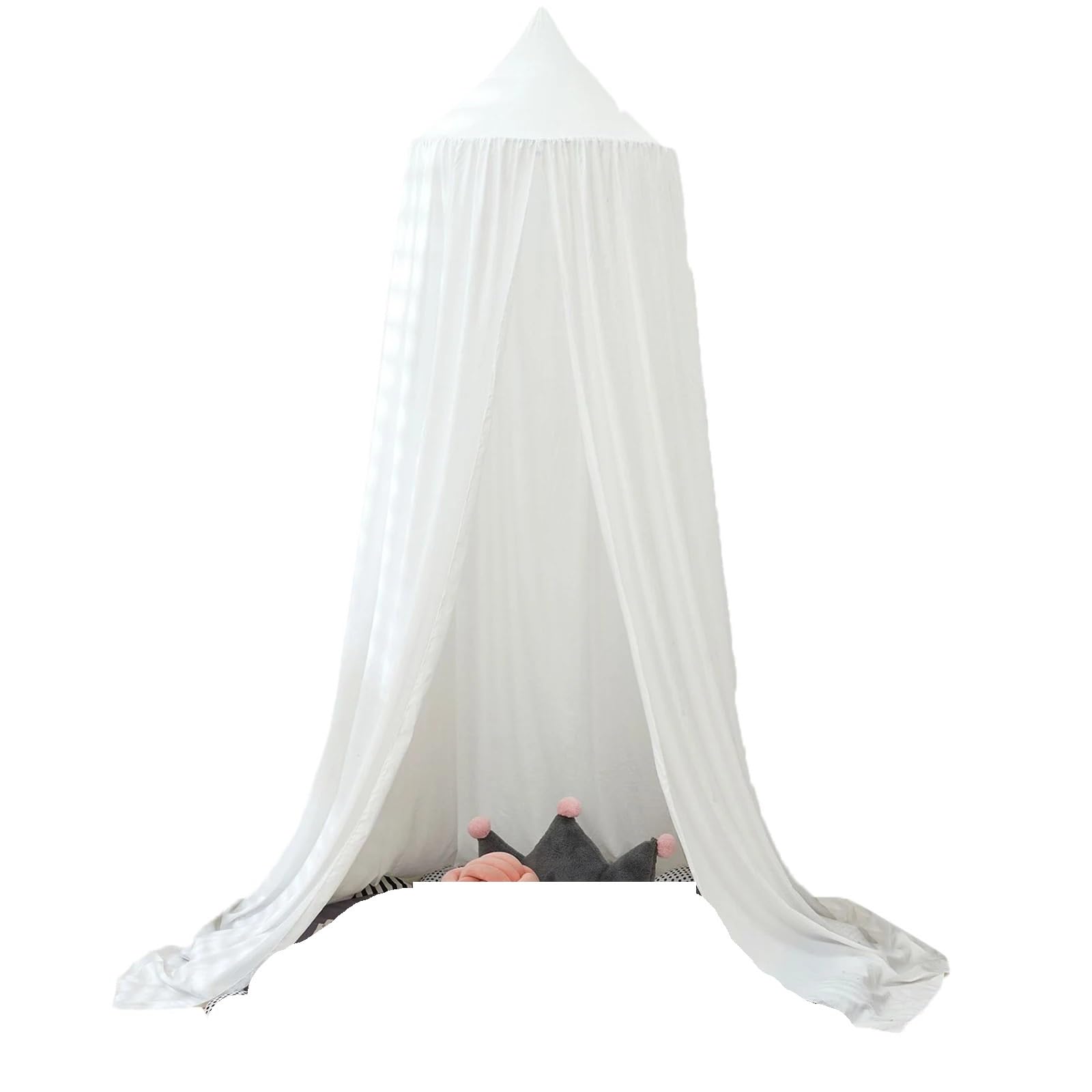 LSNNMU Soft Bed Canopy Kids Mosquito Net Girls Princess Hanging Dome Tent With Hook Sticker Room Decor For Bedrooms Reading Corners For Bed(White)
