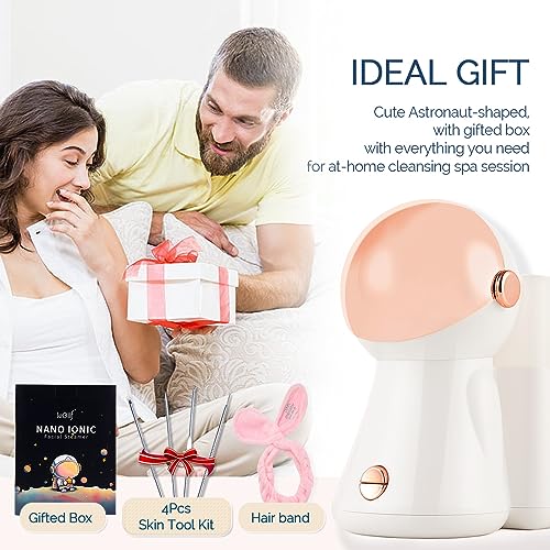 Facial Steamer,with 7 Colors Led Light,Face Steamer for Facial Deep Cleaning,Warm Mist Nano Ionic Steamer for Face Spa Kit,Face Humidifier,Facial Sauna Use at Home,Self Care Gifts,Spa Gift for Women - Thumbnail 6