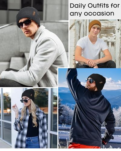 Image of FURTALK Unisex Cuffed Beanie Thick Double Knit Winter Skull Cap | Double-Layer Warmth, Ultra-Soft Itch-Free Knit, Snug No-Slip Fit, Essential Gear for Winter Jogging & Outdoor Sports
