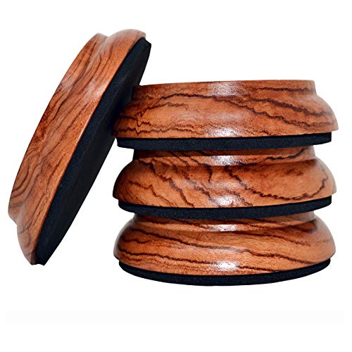 KingPoint, Set di 4 piattini in legno per ruote pianoforte verticale, Pianoforte Caster Cups-Jacoranda