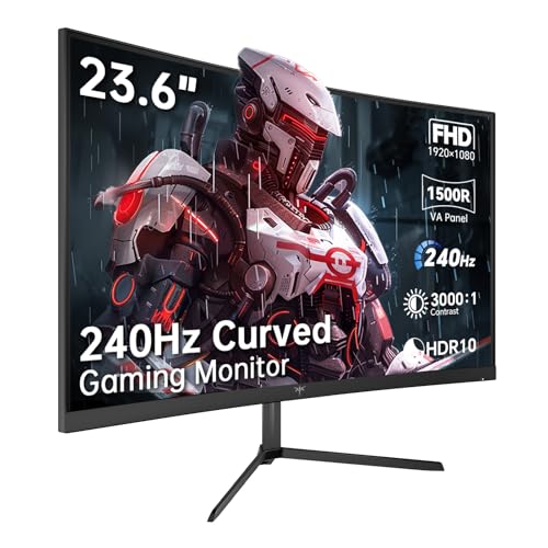 Image of KTC 24 Inch 240Hz Curved Gaming Monitor, FHD 1080p 1500R 1ms Computer Monitor, Adaptive Sync, 3000:1 Contrast, HDR Support, HDMI 2.0 & DP 1.4, Low Blue Light, Tilt, VESA, H24S17P
