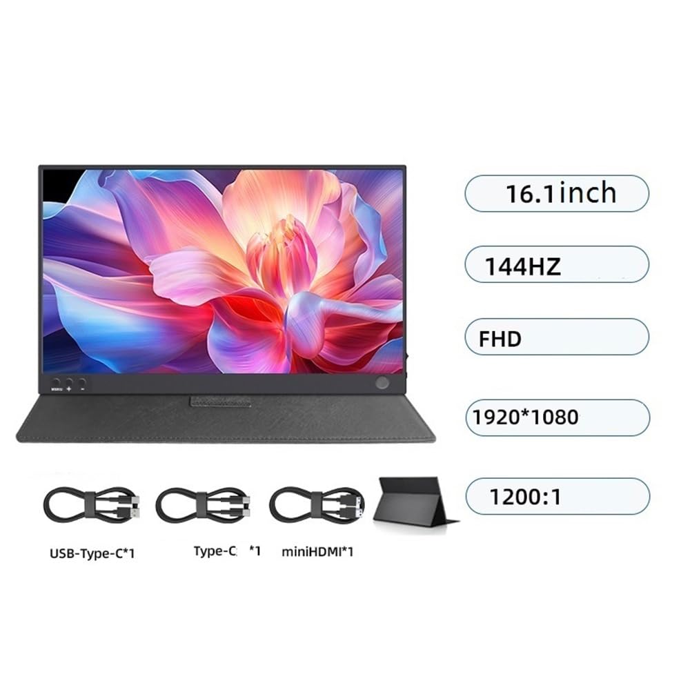 Monitor portatile da 16,1 pollici con espansione esterna for laptop, schermo secondario 1080HD 144 Hz Monitor per Smart Working