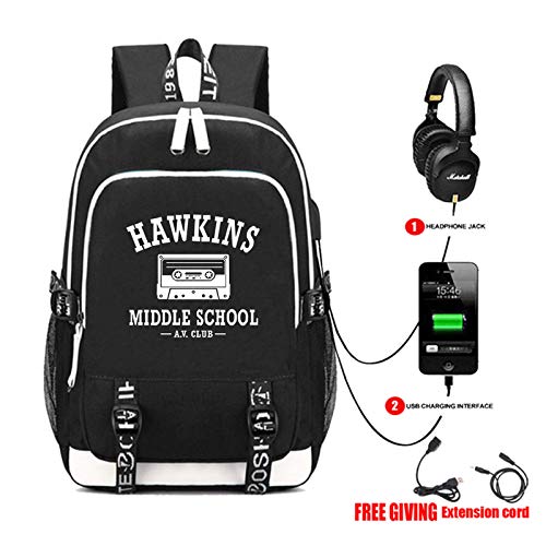 Jupkem Hawkins Middle School Av Club College Usb Charging Backpack Laptop Bag Travel Bookbag Daypack (Balck) #TOP1