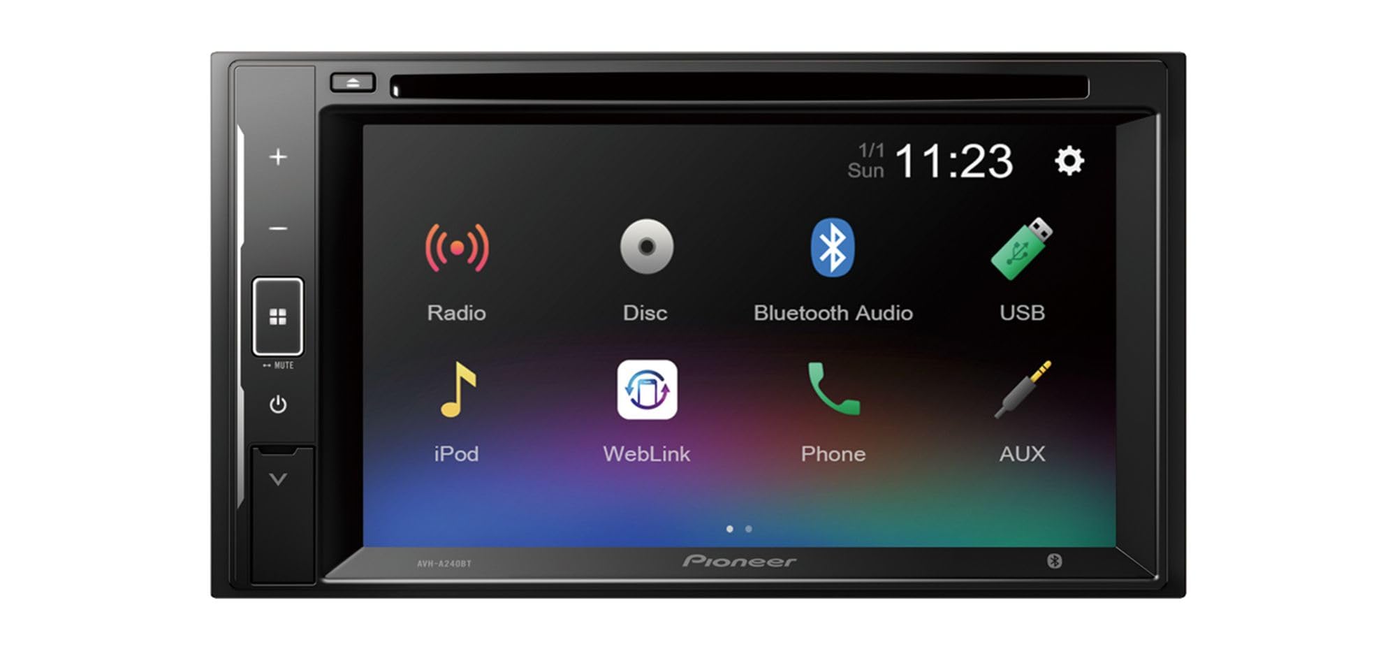 Pioneer AVH-A240BT Stacja Multimedialna, Czarny, ‎18 x 16.5 x 11.8 cm; 2.61 kg